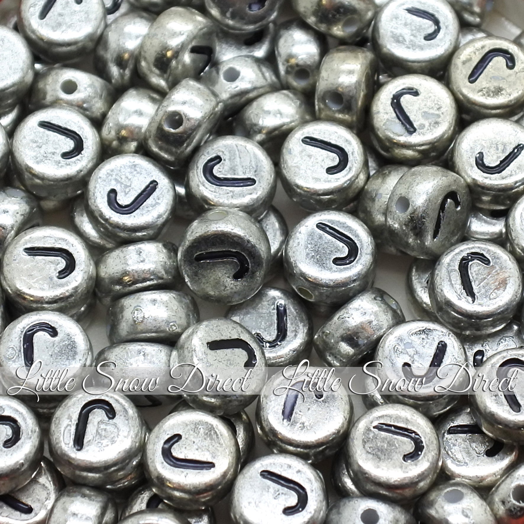 Vintage Silver Letter Alphabet Coin Beads (100 pcs)