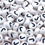 White Letter Alphabet Coin Beads (100 pcs)