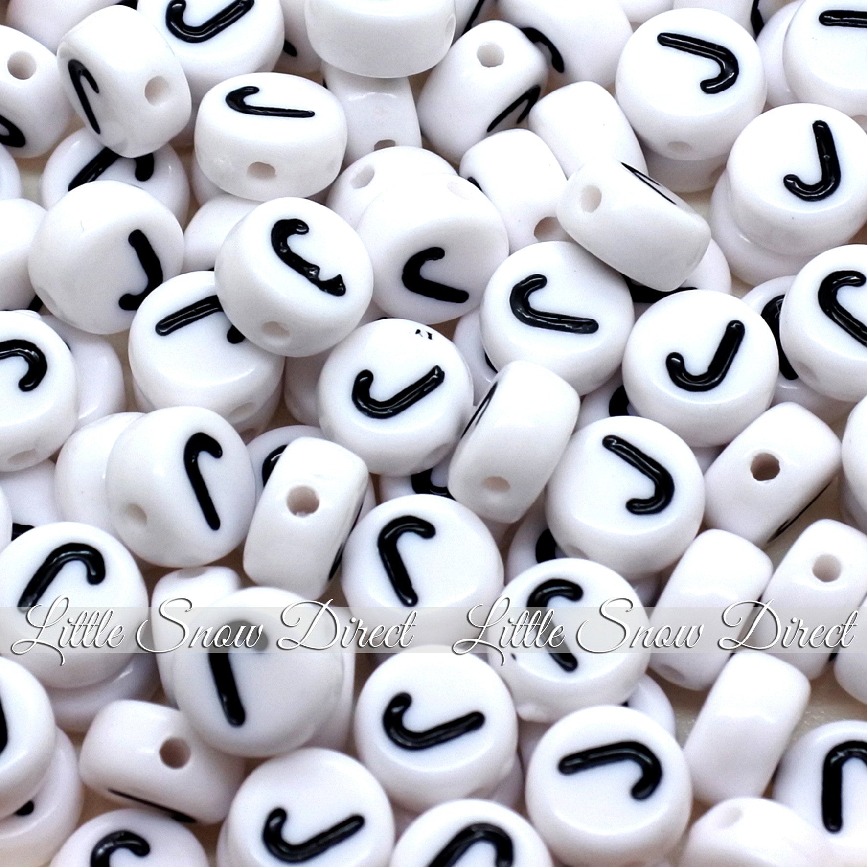White Letter Alphabet Coin Beads (100 pcs)