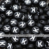 Black Letter Alphabet Coin Beads (100 pcs)