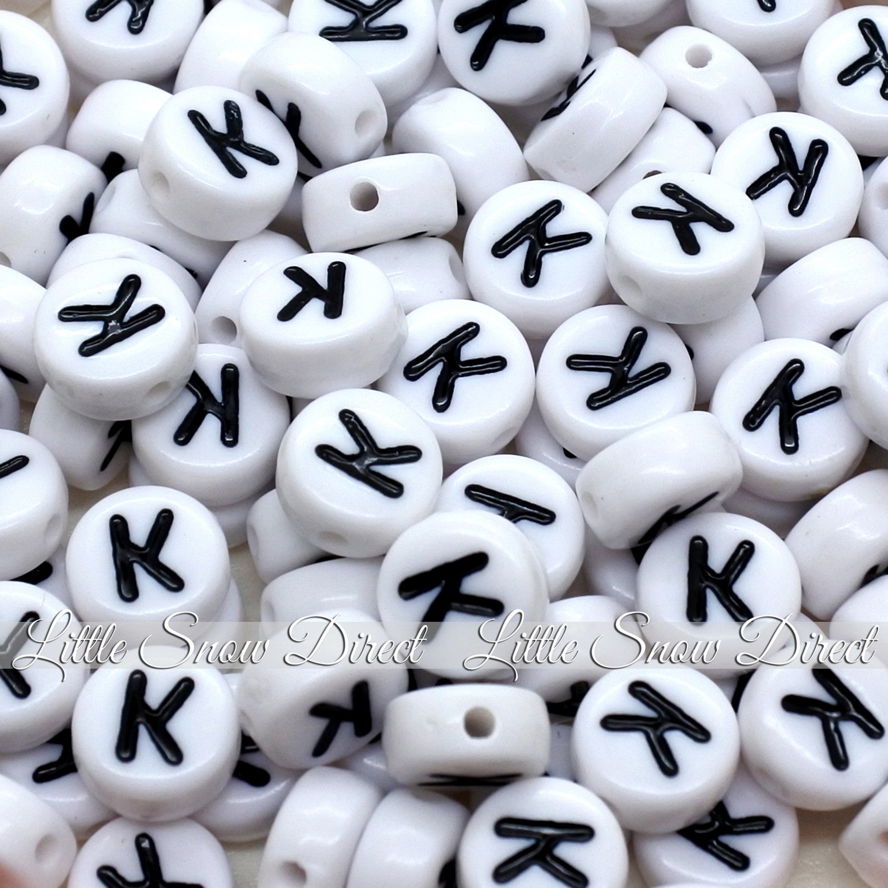 White Letter Alphabet Coin Beads (100 pcs)
