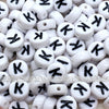 White Letter Alphabet Coin Beads (100 pcs)