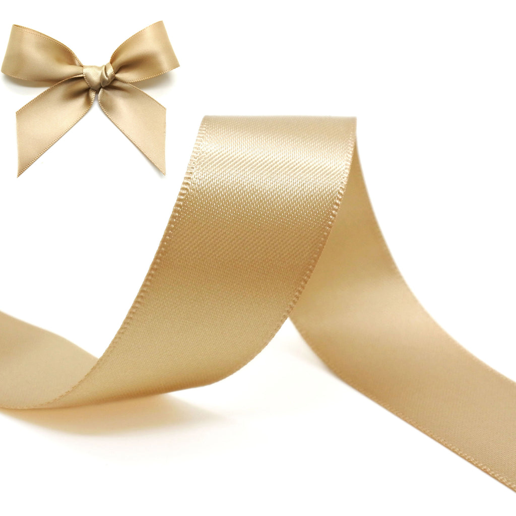 Pale Gold Double Sided Satin Ribbon