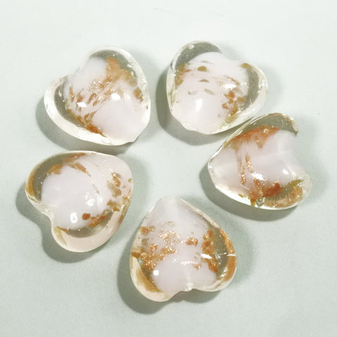 Icy Pink Shiny Heart Shaped Lazurite Oriental Glass Beads