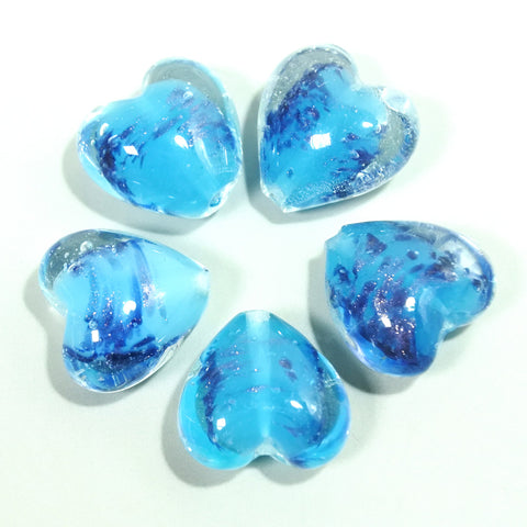 Royal Blue Shiny Heart Shaped Lazurite Oriental Glass Beads
