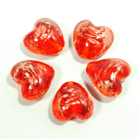 Red Shiny Heart Shaped Lazurite Oriental Glass Beads