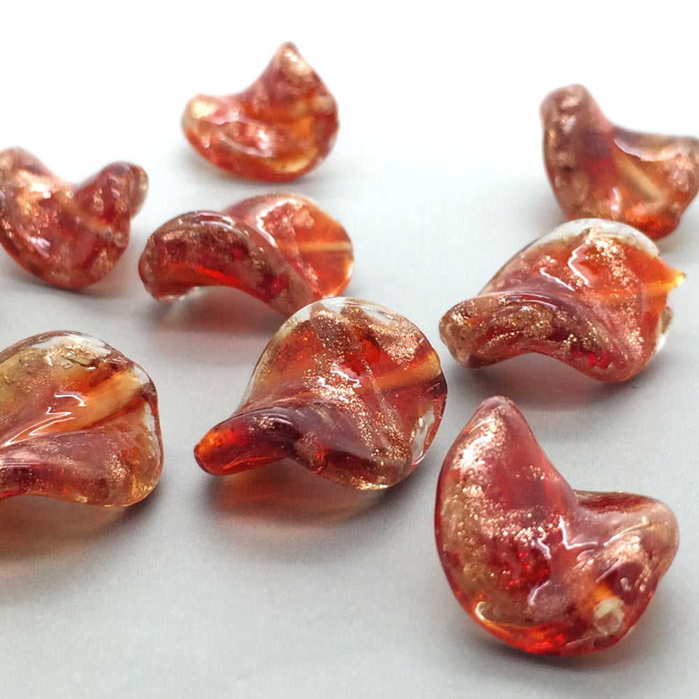 Sherry Twisted Leaf Lazurite Oriental Glass Beads