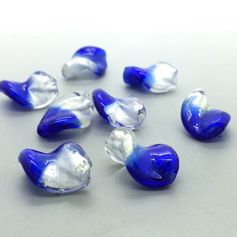 Royal Blue Twisted Leaf Lazurite Oriental Glass Beads