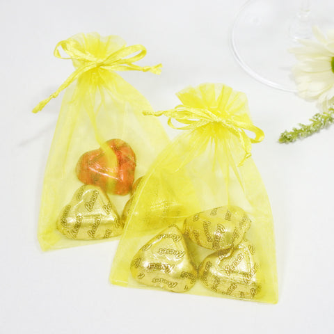 Lemon Organza Favour Bags - Pack of 10