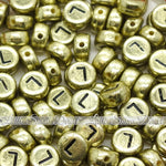 Vintage Gold Letter Alphabet Coin Beads (100 pcs)