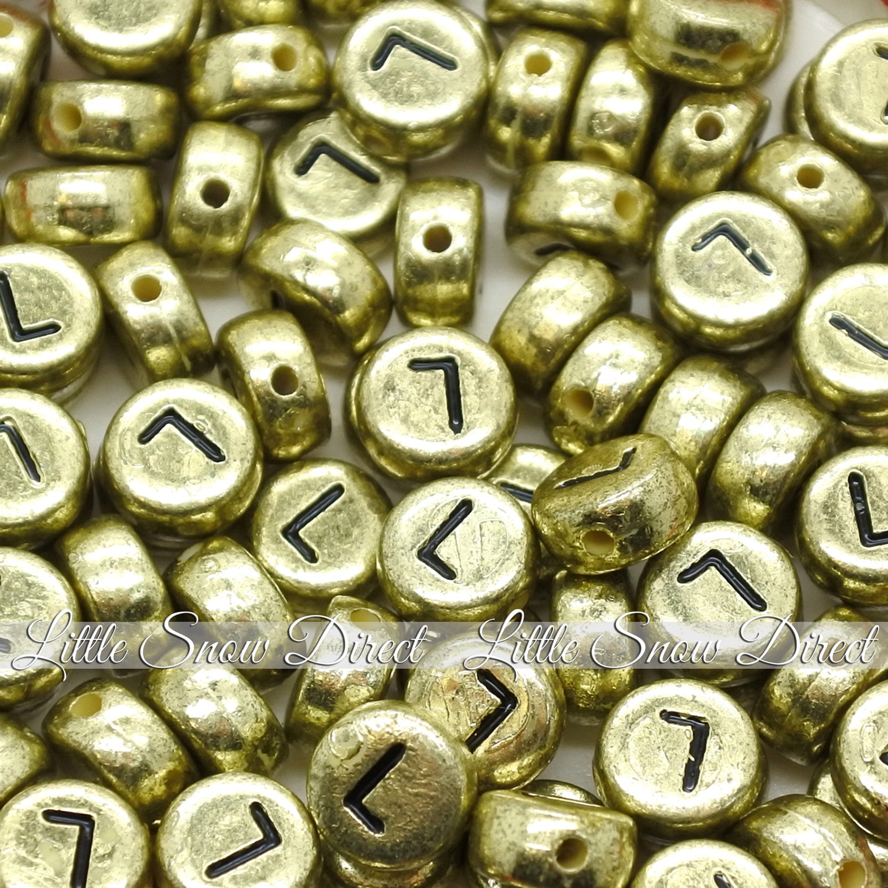 Vintage Gold Letter Alphabet Coin Beads (100 pcs)