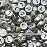 Vintage Silver Letter Alphabet Coin Beads (100 pcs)