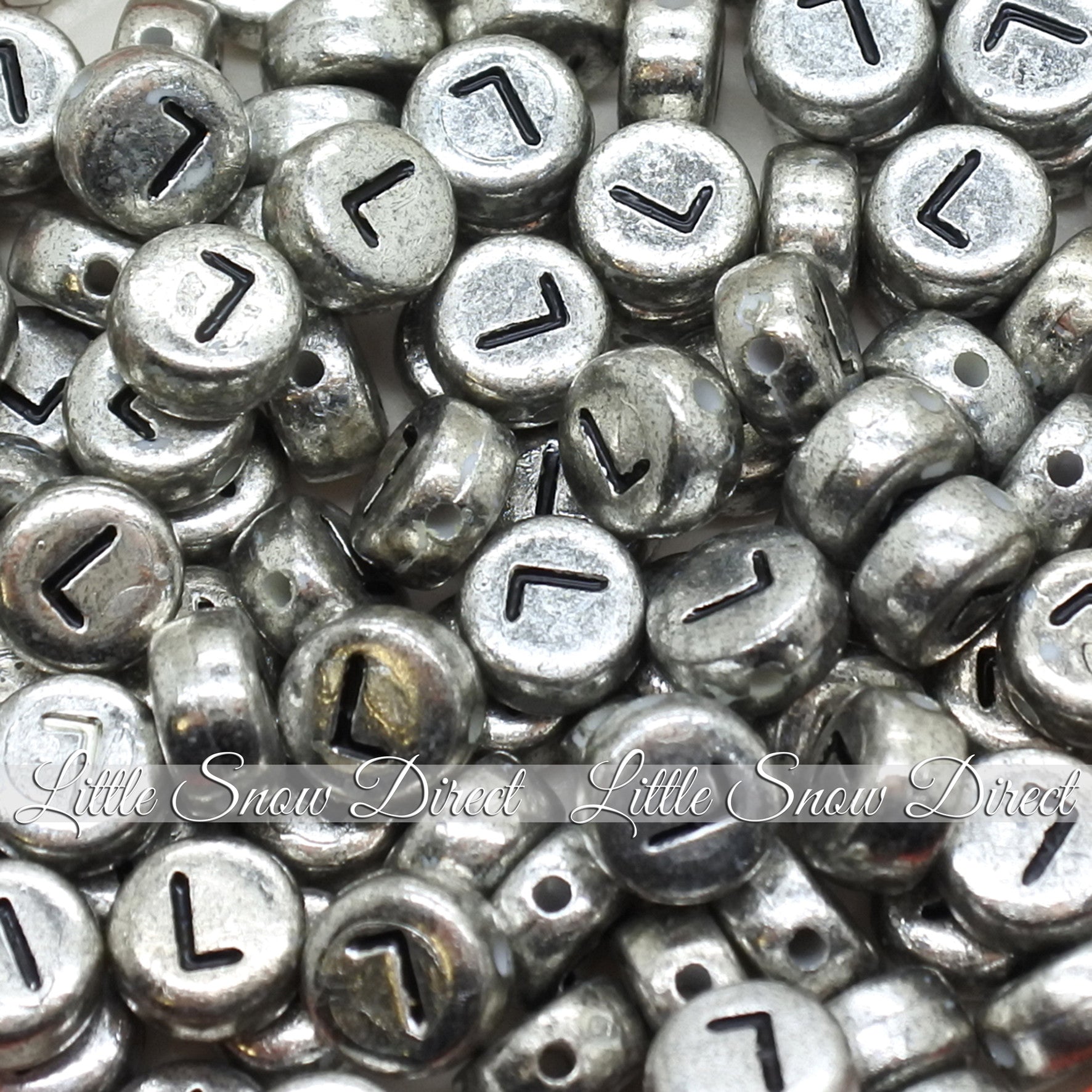 Vintage Silver Letter Alphabet Coin Beads (100 pcs)