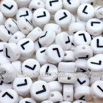 White Letter Alphabet Coin Beads (100 pcs)