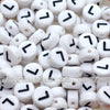 White Letter Alphabet Coin Beads (100 pcs)
