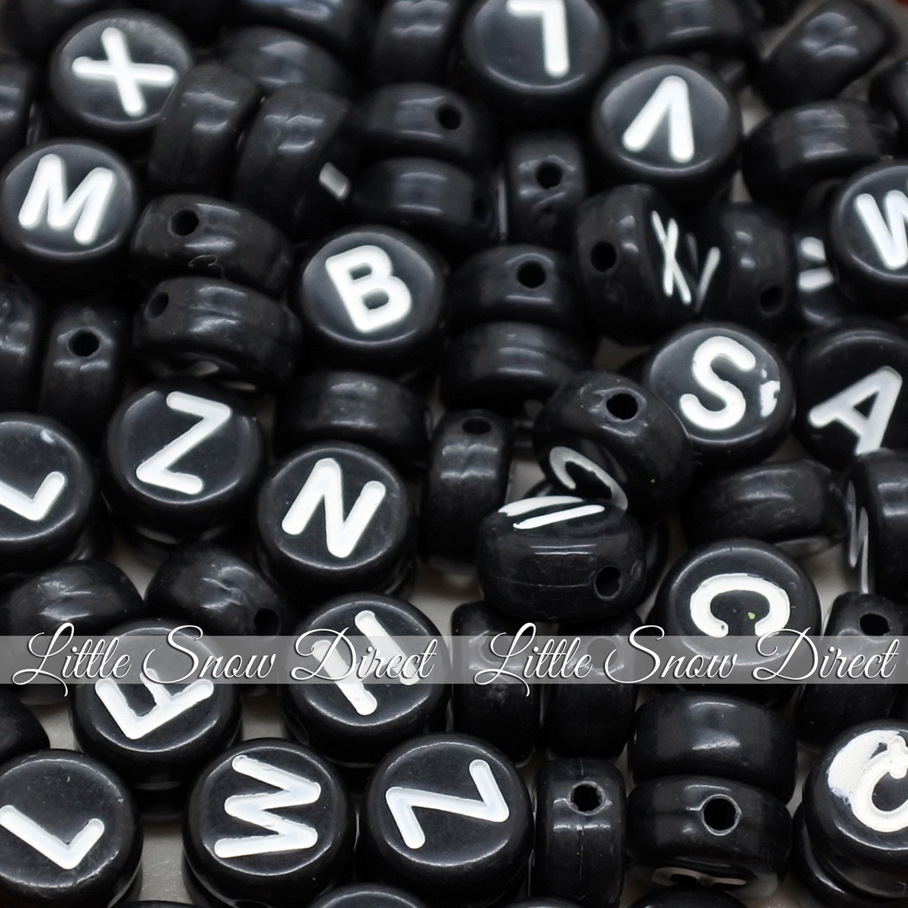 Black Letter Alphabet Coin Beads (100 pcs)