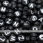 Black Letter Alphabet Coin Beads (100 pcs)