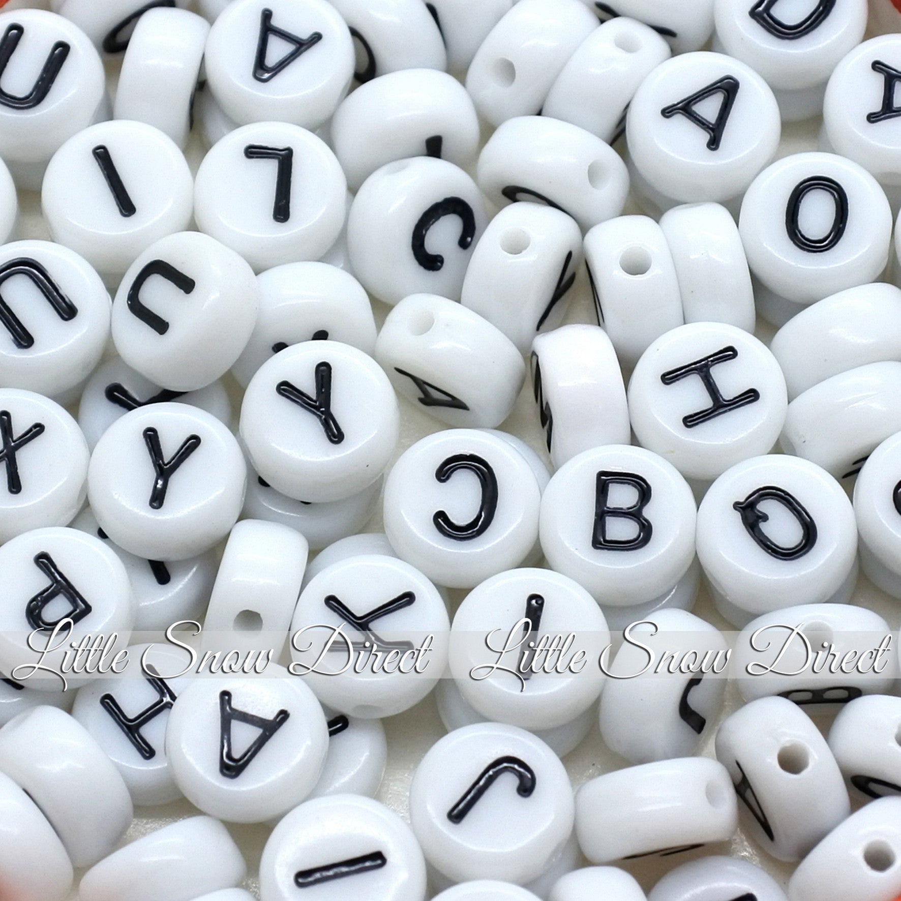 White Letter Alphabet Coin Beads (100 pcs)