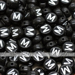 Black Letter Alphabet Coin Beads (100 pcs)