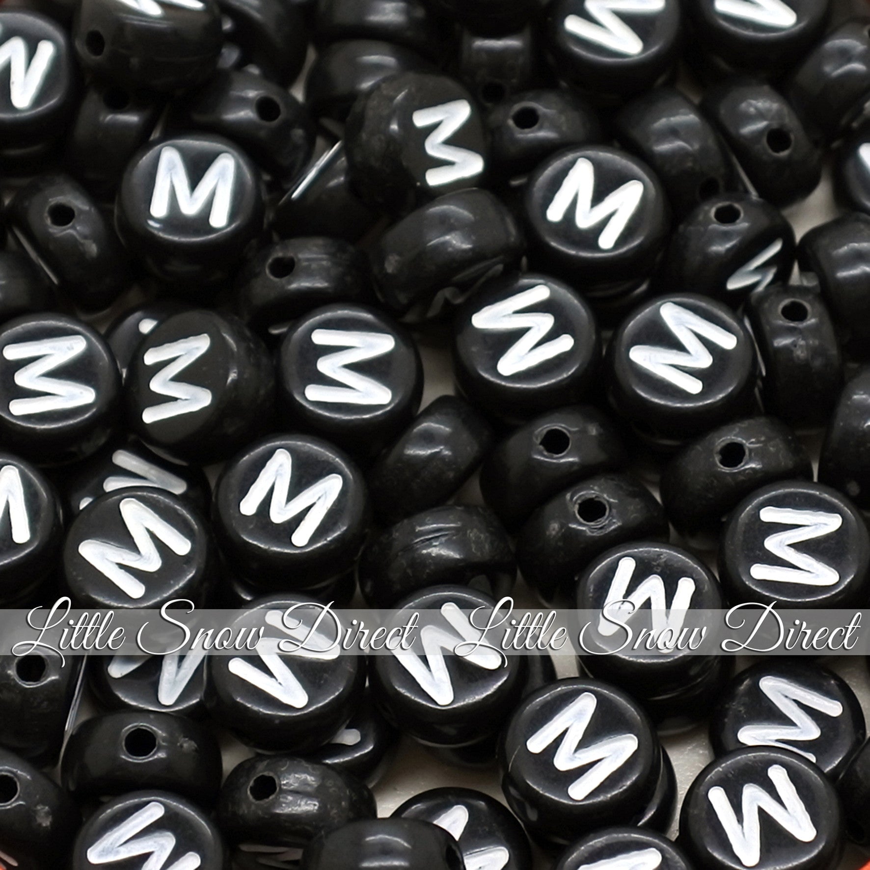 Black Letter Alphabet Coin Beads (100 pcs)
