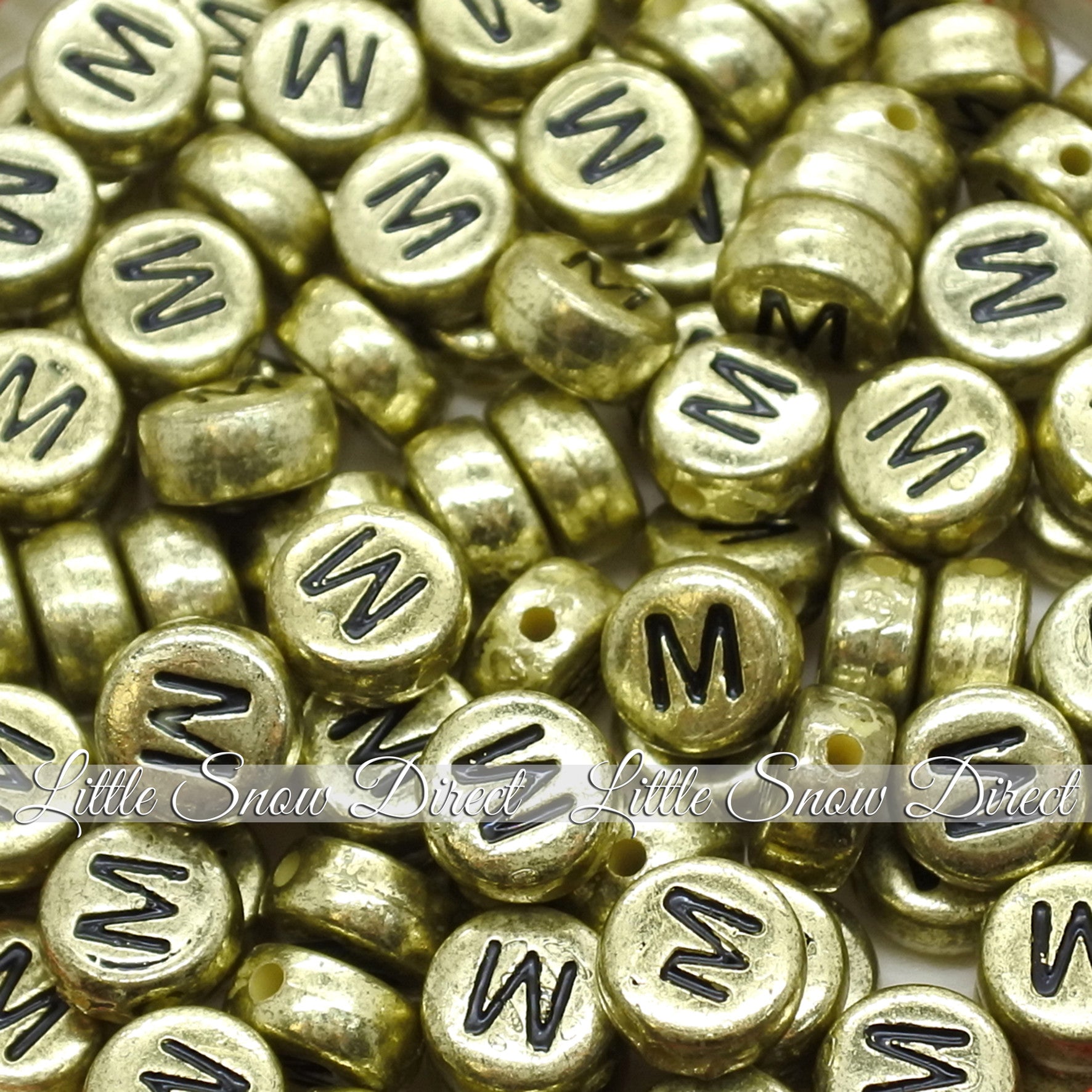 Vintage Gold Letter Alphabet Coin Beads (100 pcs)