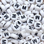 White Letter Alphabet Coin Beads (100 pcs)