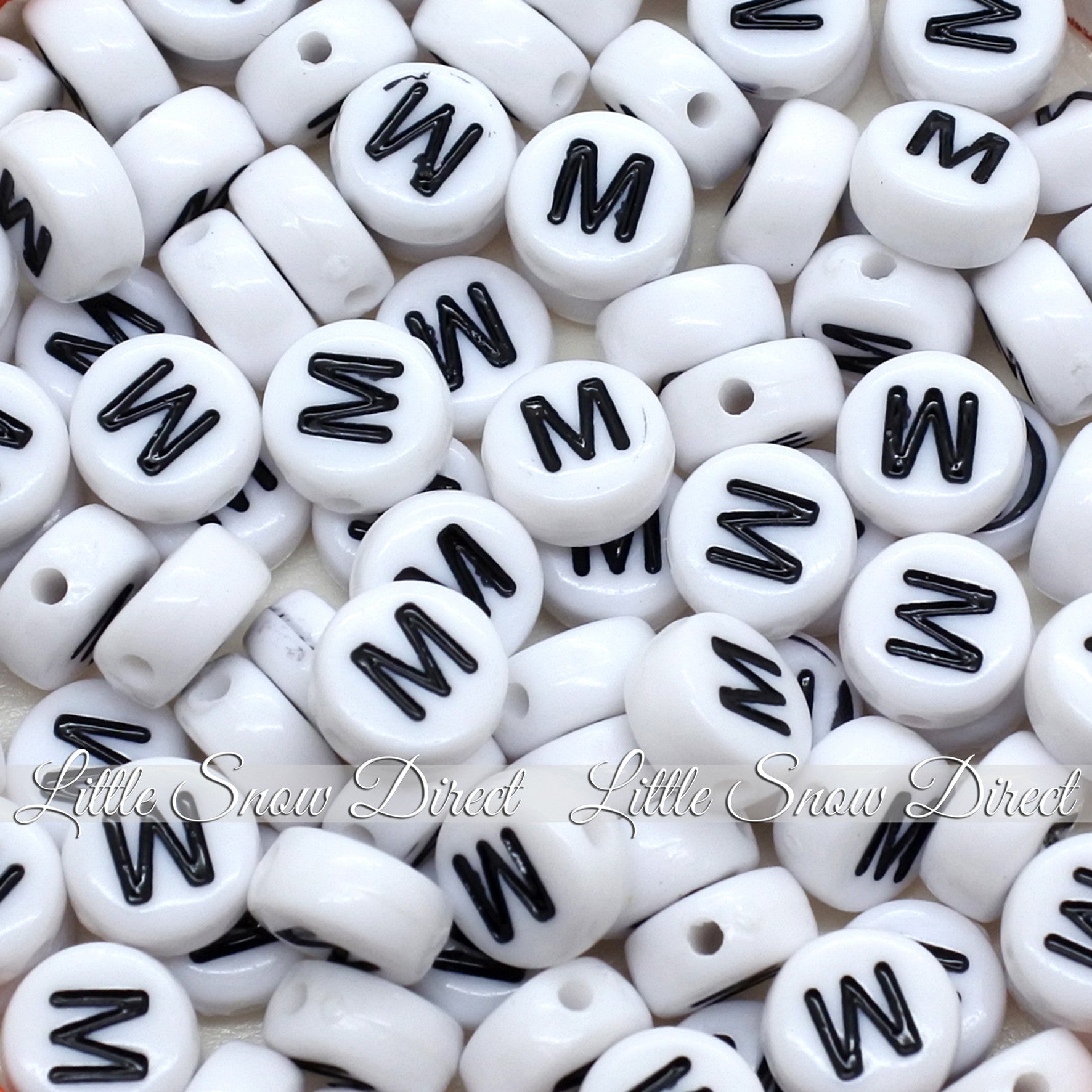 White Letter Alphabet Coin Beads (100 pcs)