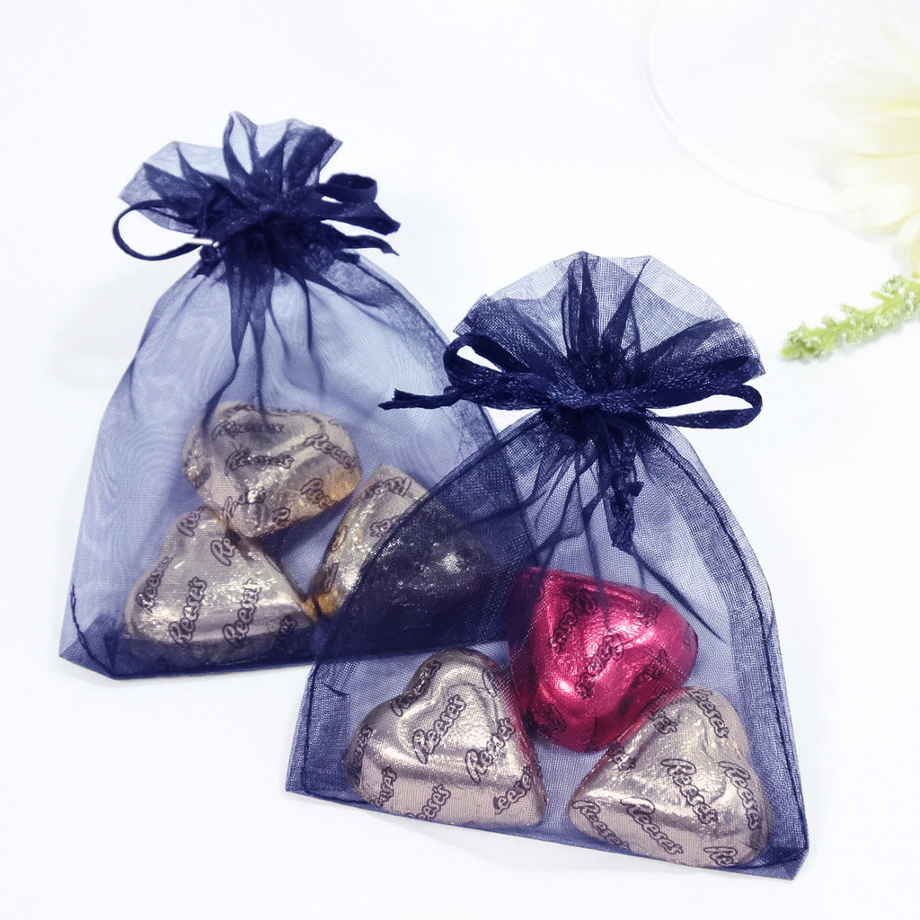 Navy Organza Favour Bags - Pack of 10
