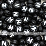 Black Letter Alphabet Coin Beads (100 pcs)