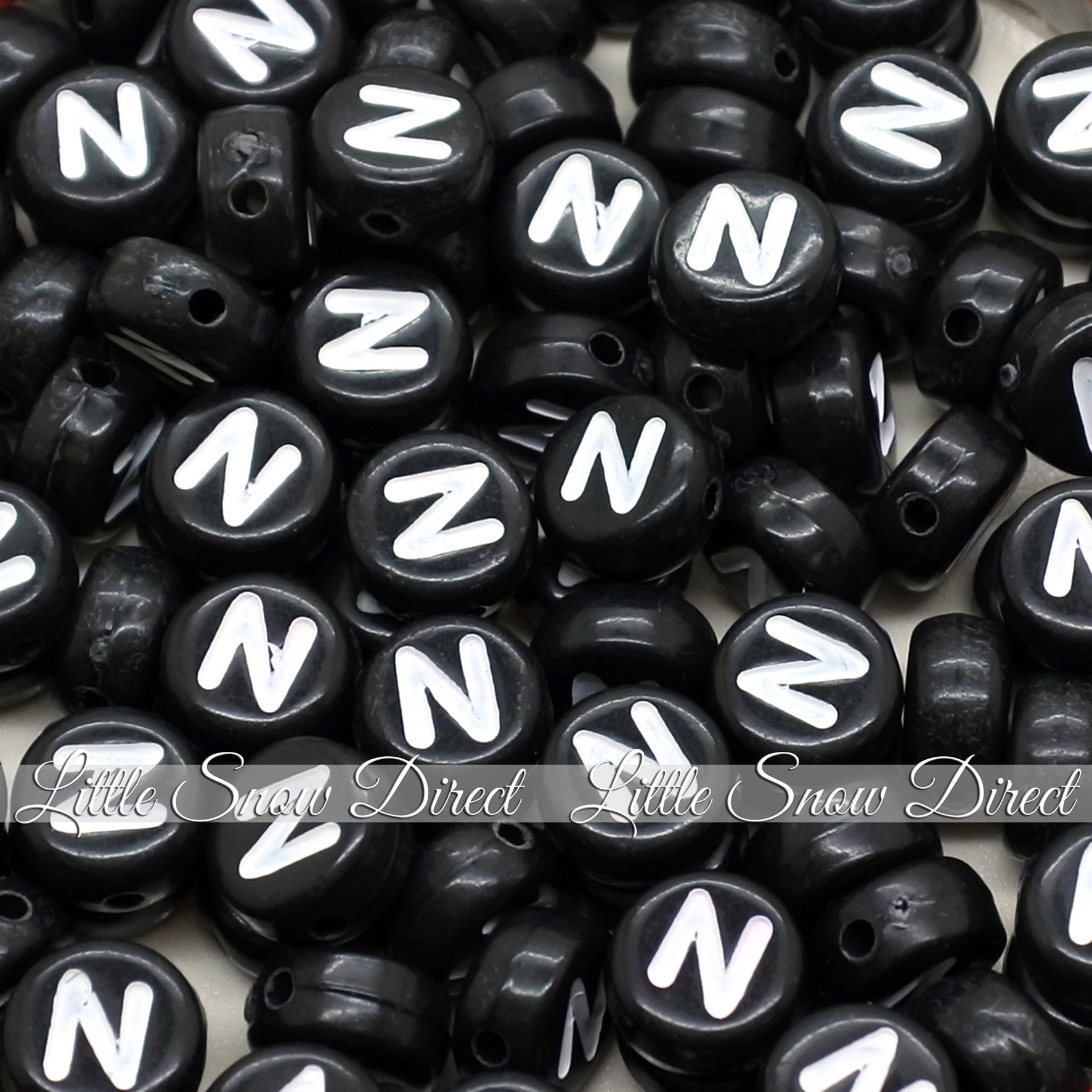 Black Letter Alphabet Coin Beads (100 pcs)