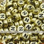Vintage Gold Letter Alphabet Coin Beads (100 pcs)