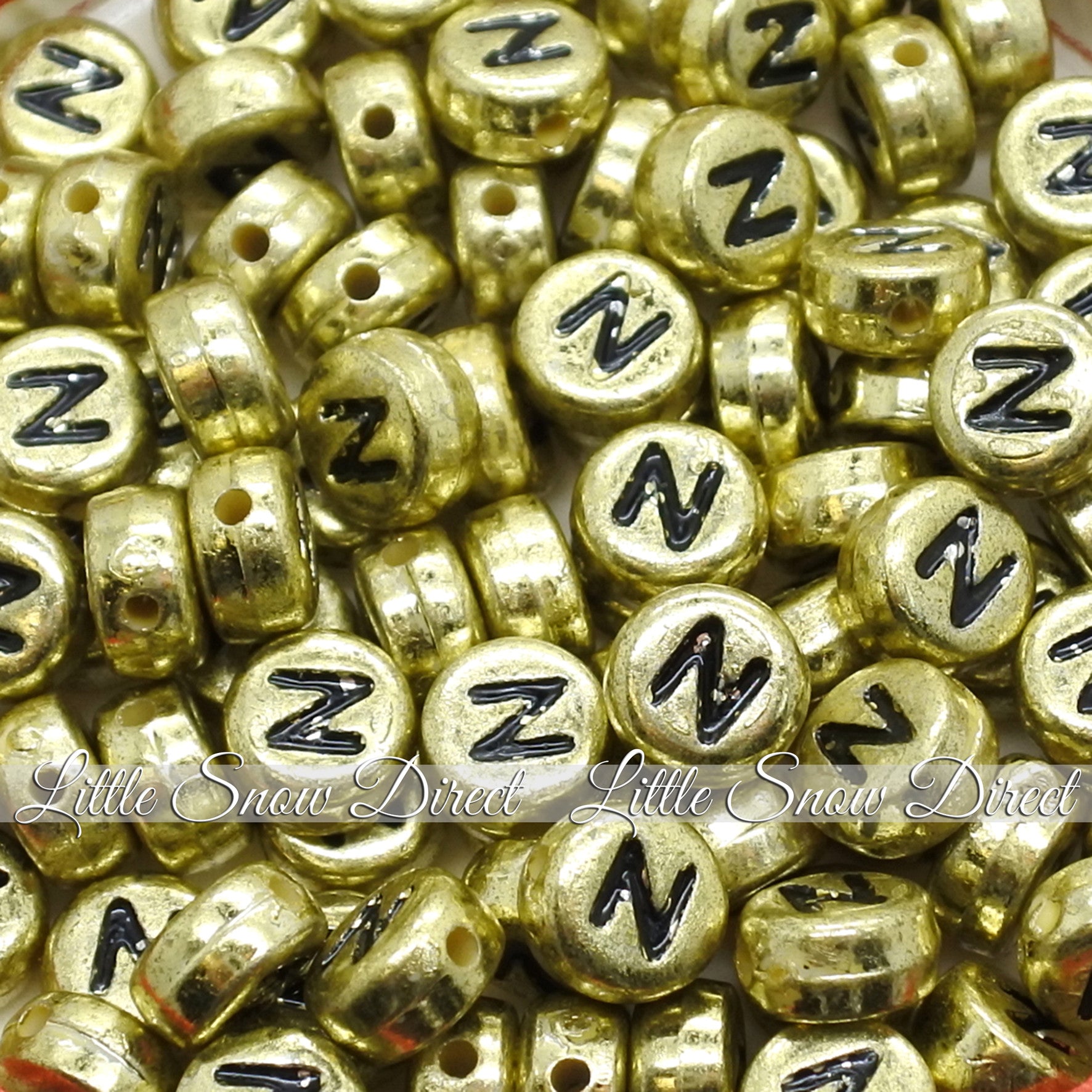 Vintage Gold Letter Alphabet Coin Beads (100 pcs)