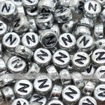 Vintage Silver Letter Alphabet Coin Beads (100 pcs)