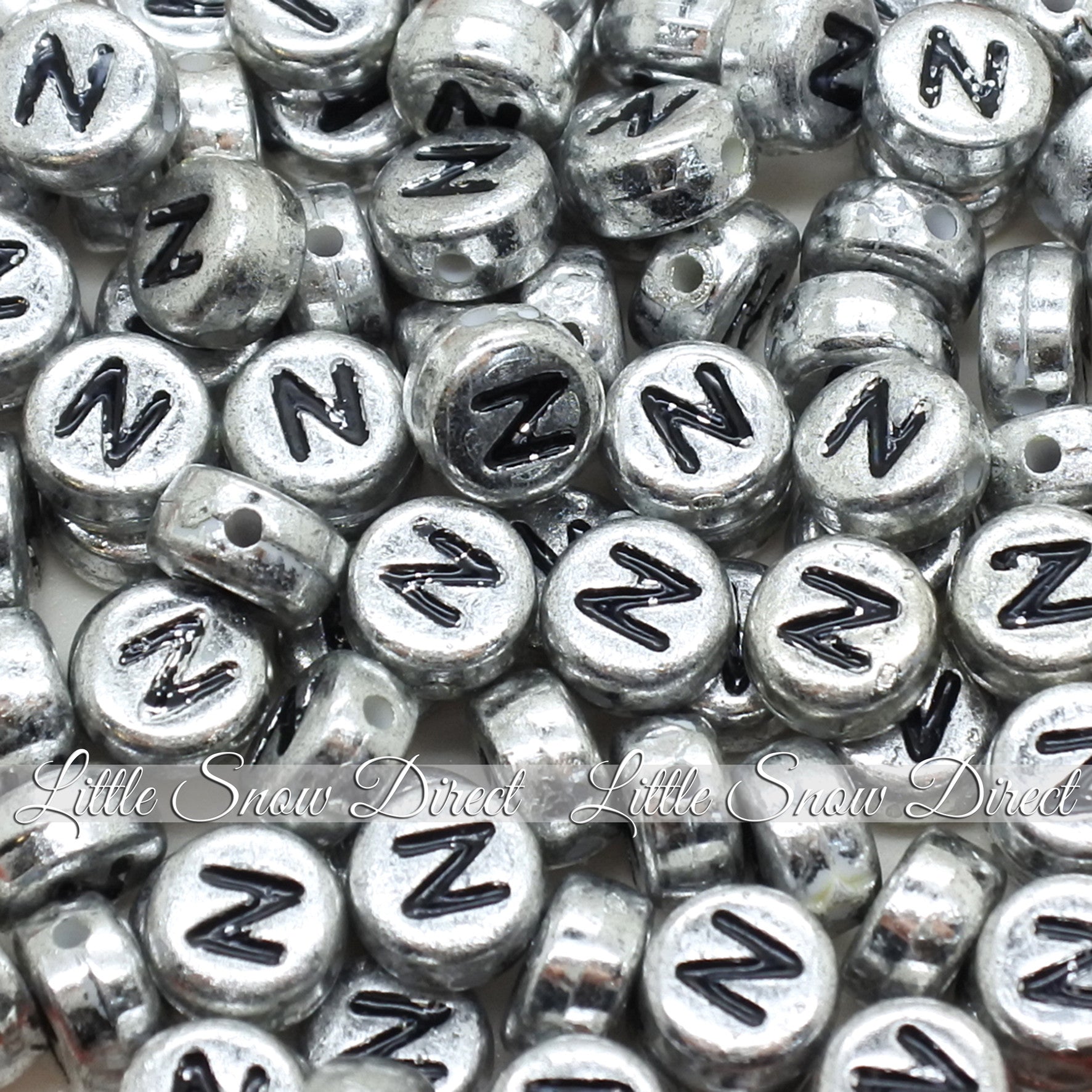 Vintage Silver Letter Alphabet Coin Beads (100 pcs)