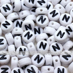 White Letter Alphabet Coin Beads (100 pcs)