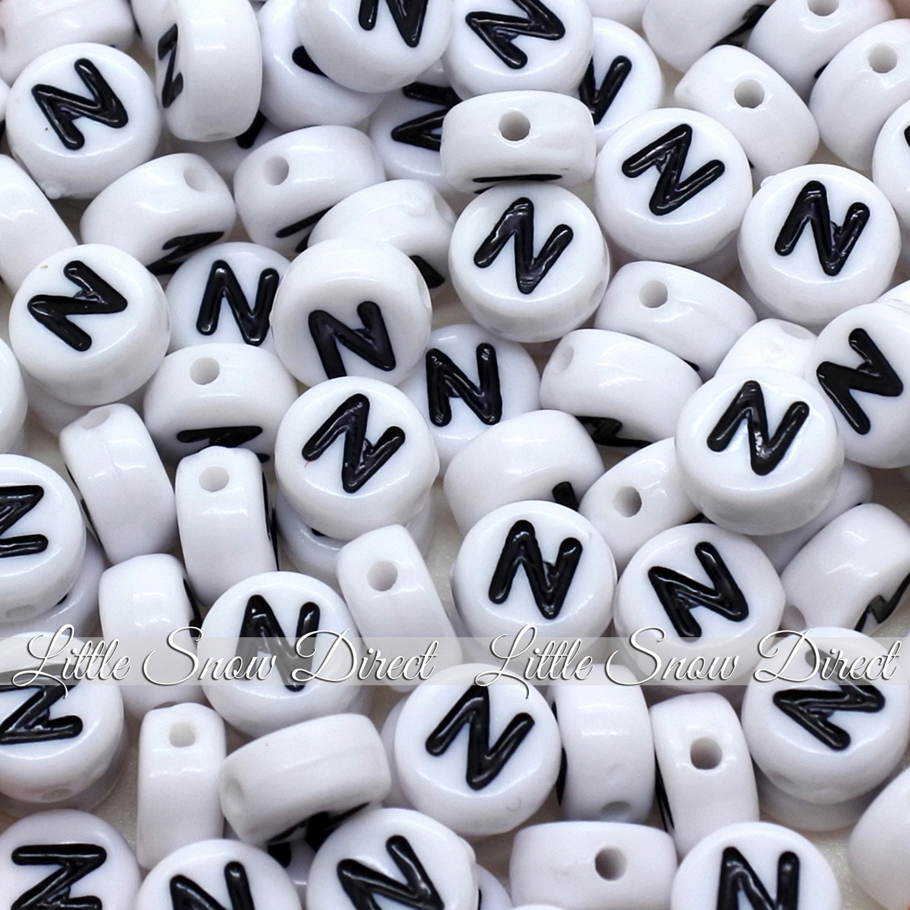 White Letter Alphabet Coin Beads (100 pcs)