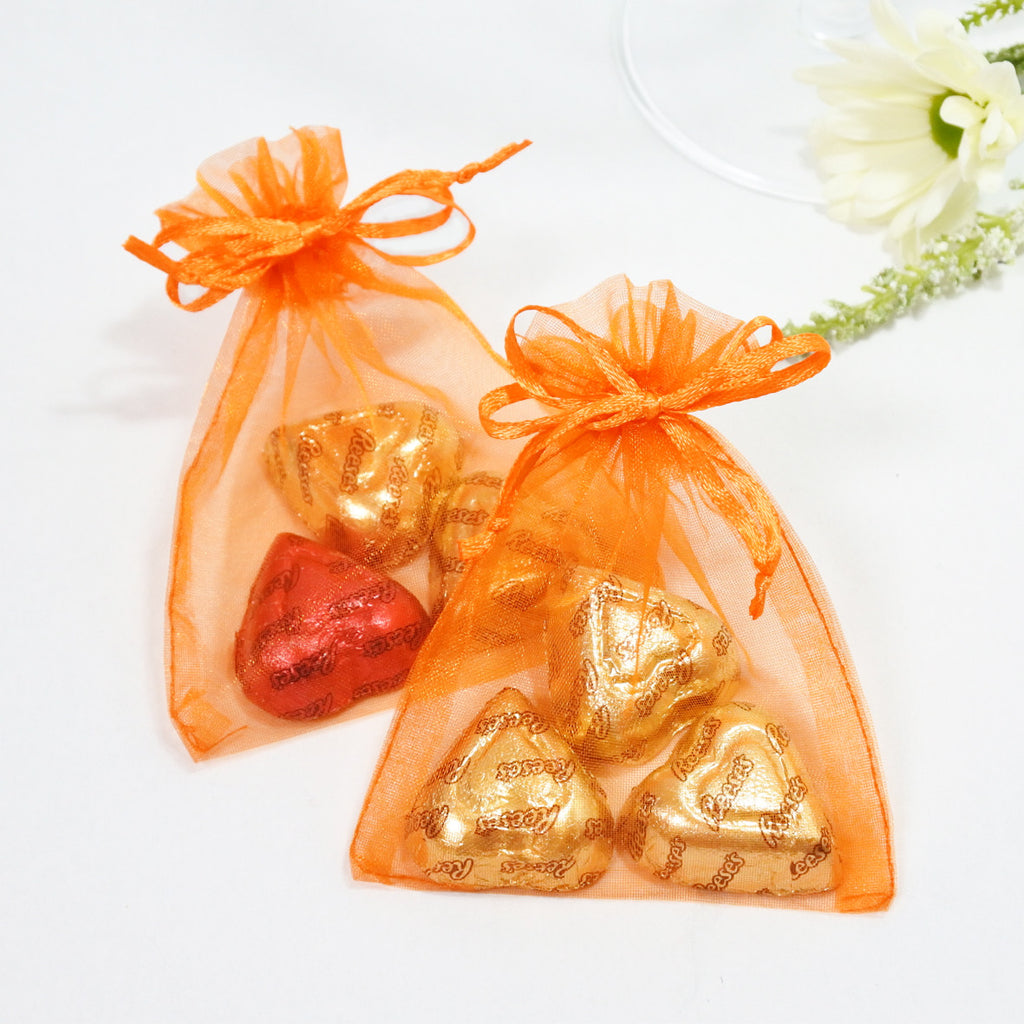 Orange Organza Favour Bags - Pack of 10