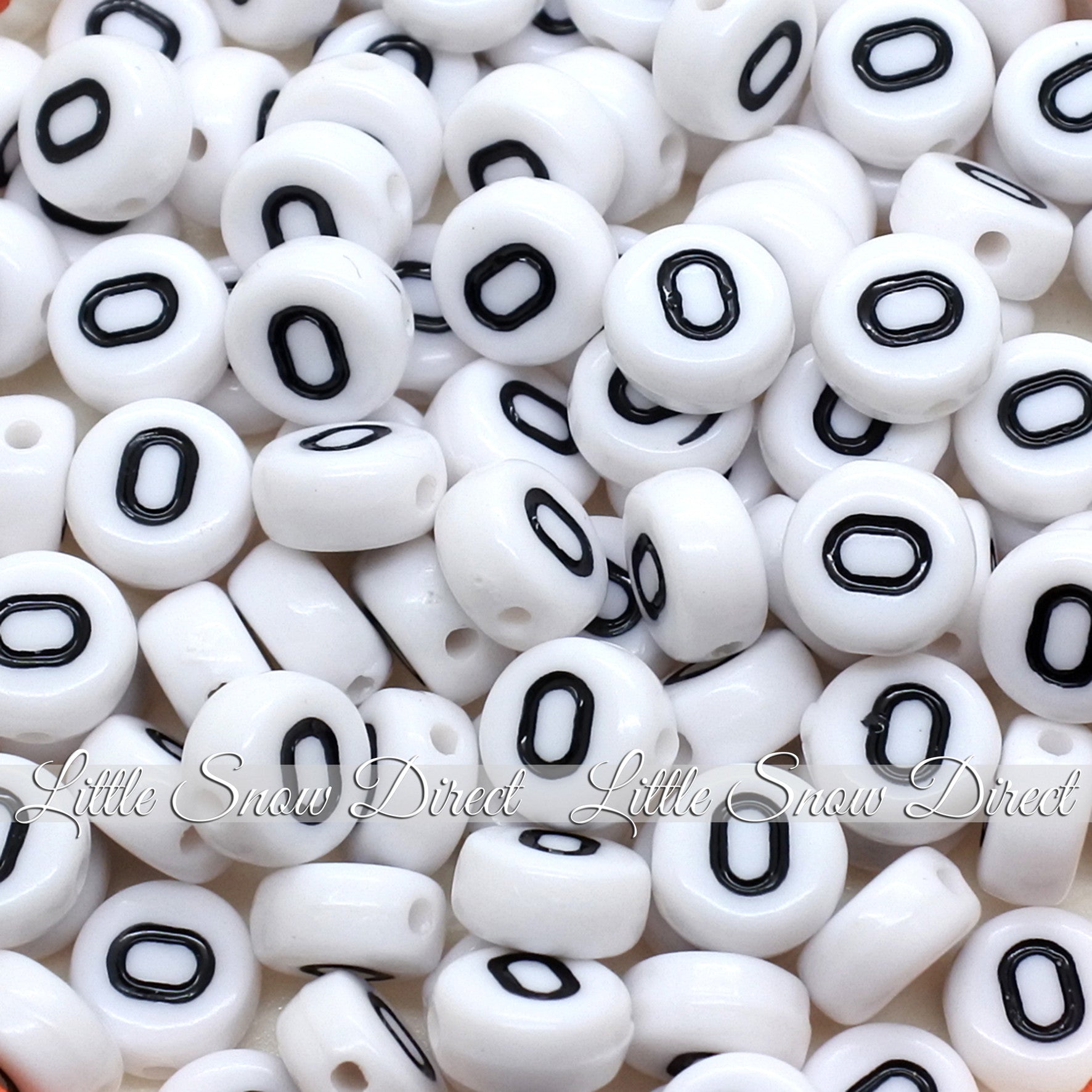 White Letter Alphabet Coin Beads (100 pcs)