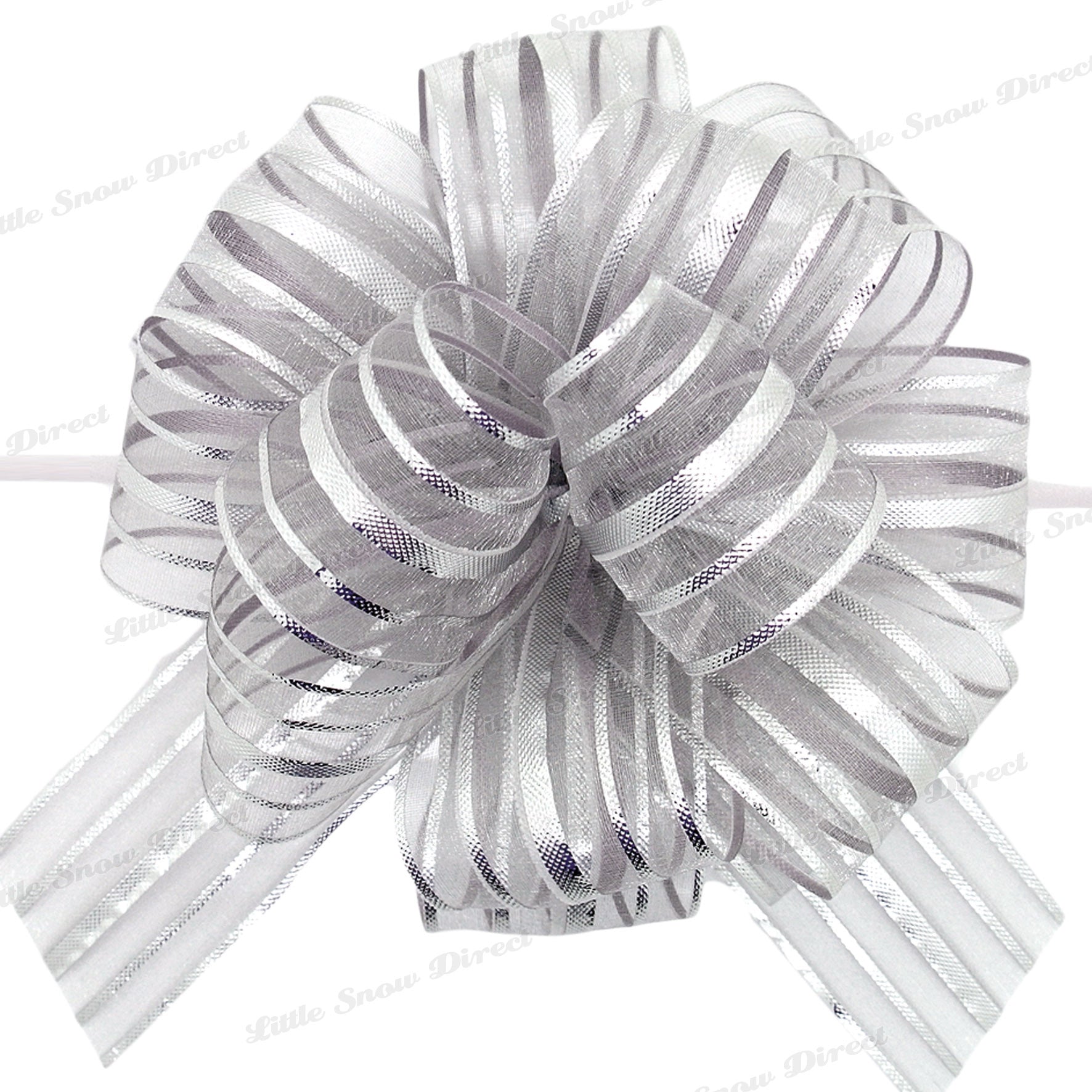 Silver Organza Ribbon Pull Bow