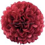 Dark Red Tissue Paper Pompoms Flower Ball (Single Pack)