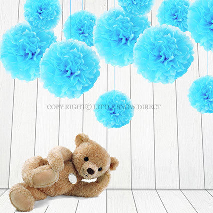 Baby Blue Tissue Paper Pompoms Flower Ball (Single Pack)