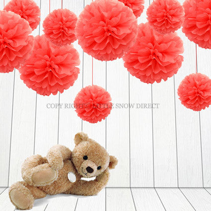 Coral Tissue Paper Pompoms Flower Ball (Single Pack)