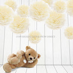 Cream Tissue Paper Pompoms Flower Ball (Single Pack)