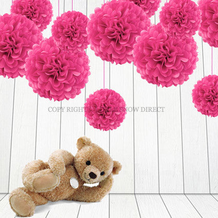 Cerise Tissue Paper Pompoms Flower Ball (Single Pack)