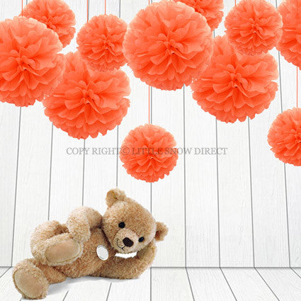 Orange Tissue Paper Pompoms Flower Ball (Single Pack)