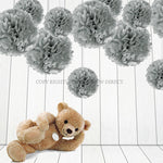 Silver Tissue Paper Pompoms Flower Ball (Single Pack)
