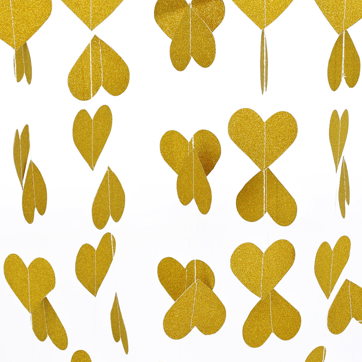 3M Sparkling Heart Shape Paper String Garland Hanging Bunting - Gold Glitter