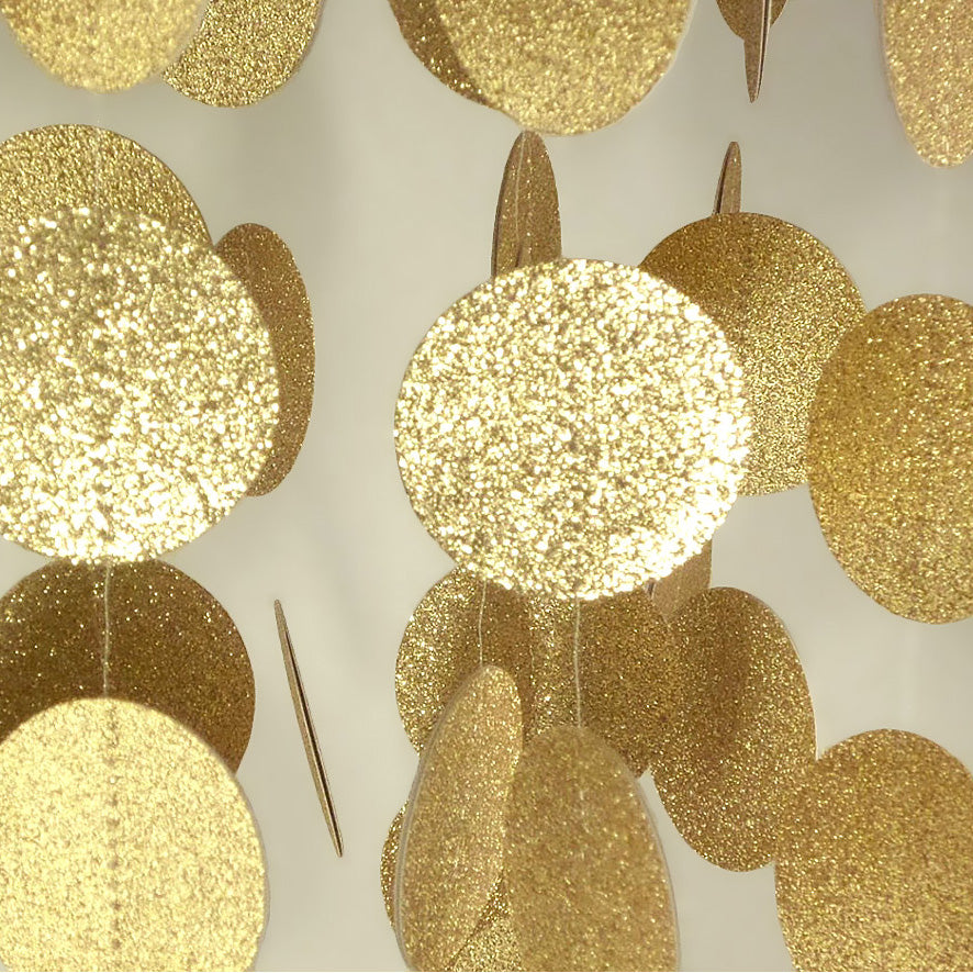 3M Sparkling Circle Disk Paper String Garland Hanging Bunting - Gold Glitter