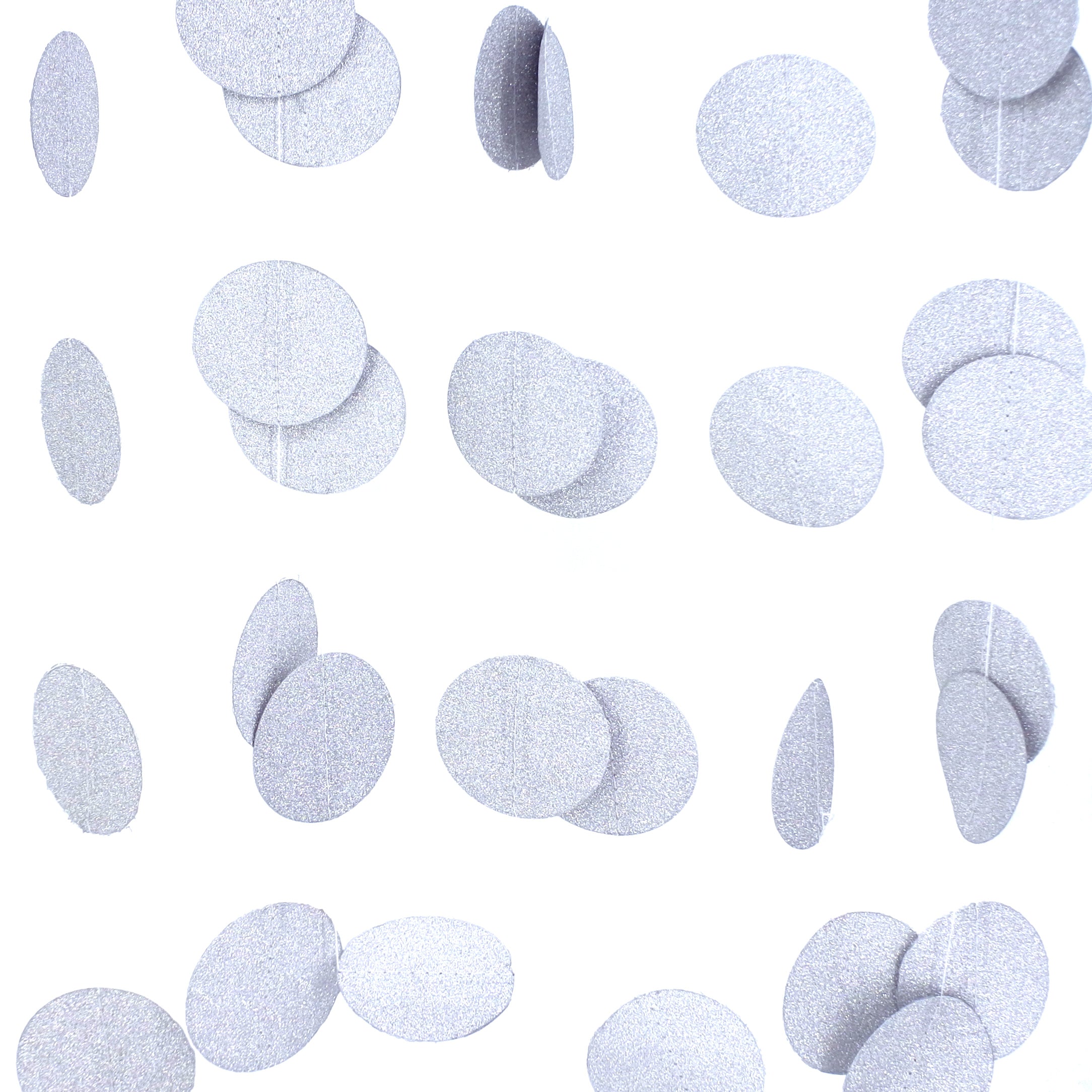 3M Sparkling Circle Disk Paper String Garland Hanging Bunting - Silver Glitter