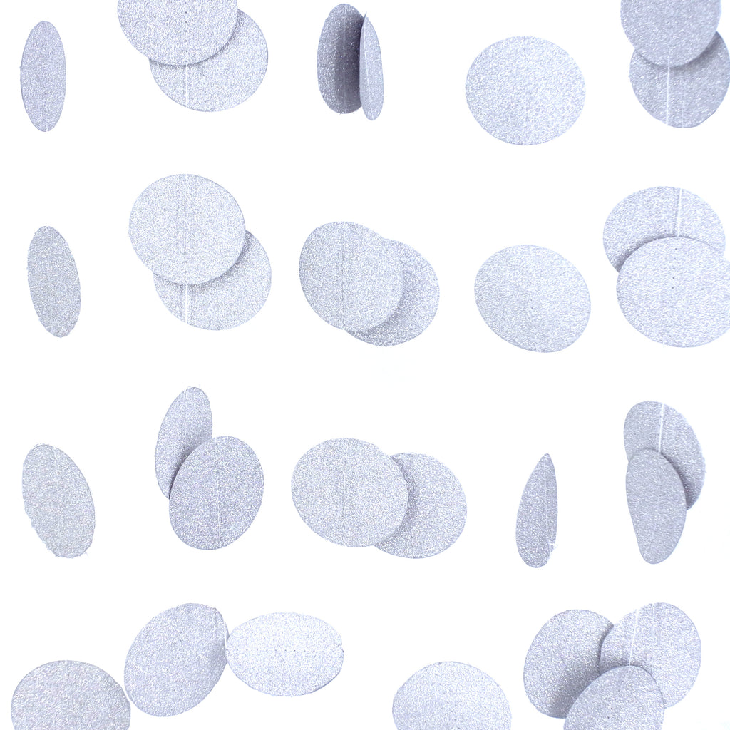 3M Sparkling Circle Disk Paper String Garland Hanging Bunting - Silver Glitter